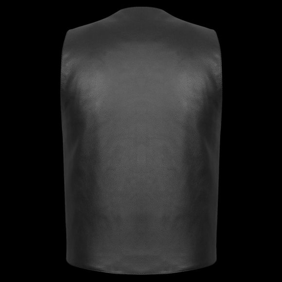 Men's Premium Cowhide Leather Plain Side Buffalo Nickel Vest - Picture 4 of 7